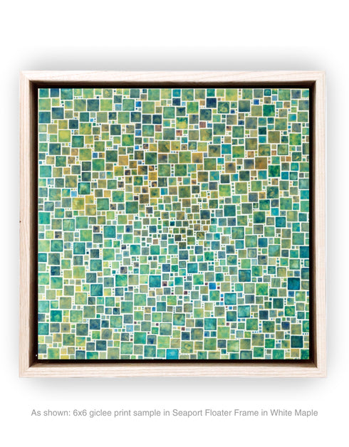 GREEN SQUARES | framed giclee on canvas print