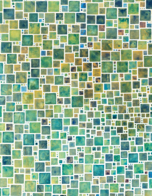 Green Squares is a Limited Edition Print by Seth B. Minkin, with a contemporary grid of varied green squares, showcasing a modern and sophisticated design.