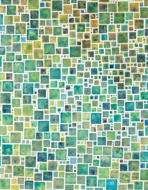 Green Squares is a Limited Edition Print by Seth B. Minkin, with a contemporary grid of varied green squares, showcasing a modern and sophisticated design.
