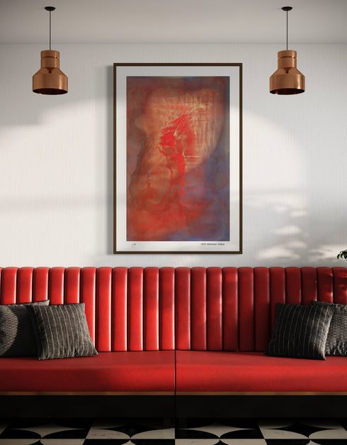 Hearts on Fire is a Limited Edition Print by Seth B. Minkin, with bold reds and fiery oranges, reflecting dynamic and emotive heart shapes.