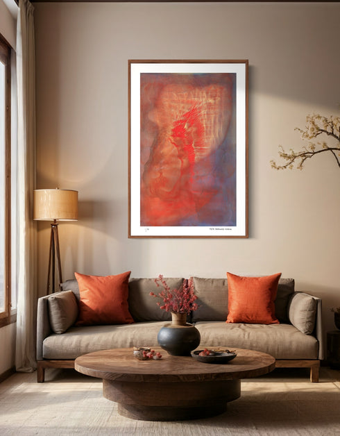 Hearts on Fire is a Limited Edition Print by Seth B. Minkin, with bold reds and fiery oranges, reflecting dynamic and emotive heart shapes.