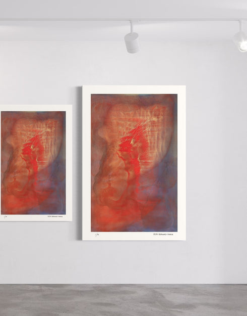 Hearts on Fire is a Limited Edition Print by Seth B. Minkin, with bold reds and fiery oranges, reflecting dynamic and emotive heart shapes.
