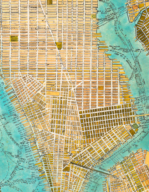 MANHATTAN MAP | framed giclee on canvas print