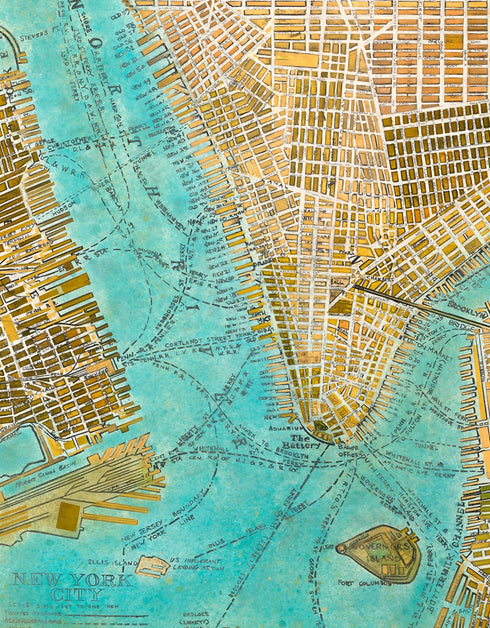 MANHATTAN MAP | framed giclee on canvas print