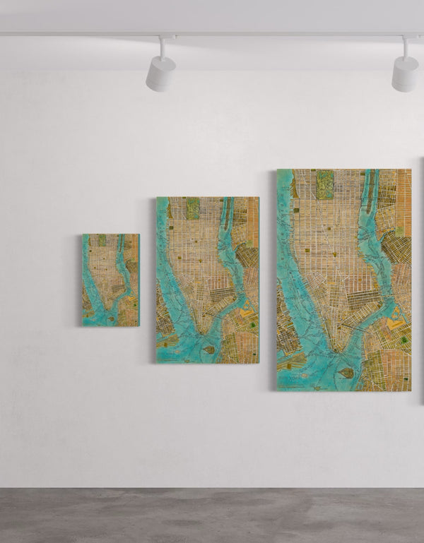 MANHATTAN MAP | framed giclee on canvas print