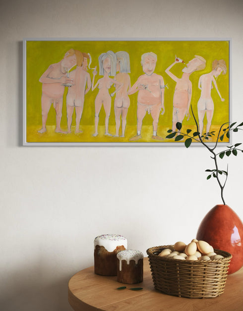 NAKED PEOPLE DOING DRUGS | framed giclee on canvas print
