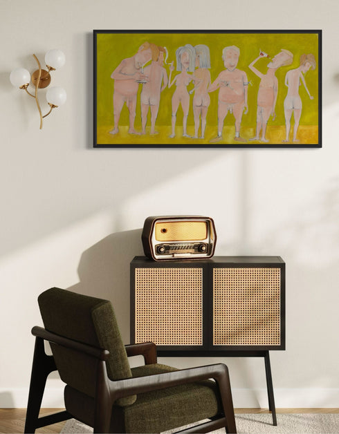 NAKED PEOPLE DOING DRUGS | framed giclee on canvas print