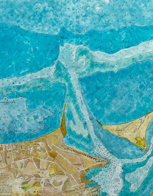 NANTUCKET HARBOR NAUTICAL CHART | framed giclee on canvas print