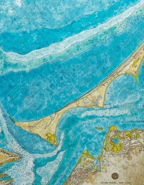 NANTUCKET HARBOR NAUTICAL CHART | framed giclee on canvas print