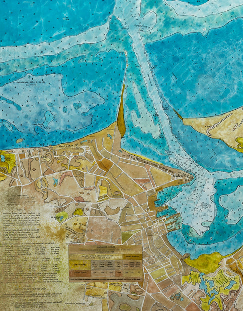 NANTUCKET HARBOR NAUTICAL CHART | framed giclee on canvas print