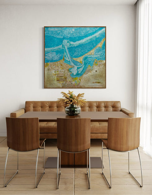 NANTUCKET HARBOR NAUTICAL CHART | framed giclee on canvas print