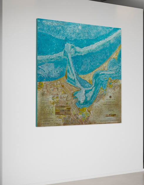 NANTUCKET HARBOR NAUTICAL CHART | framed giclee on canvas print
