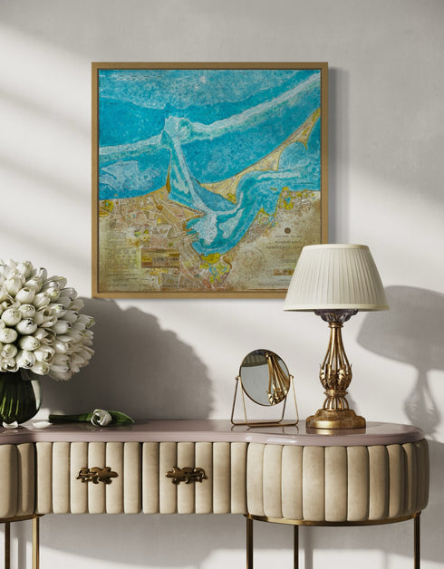 NANTUCKET HARBOR NAUTICAL CHART | framed giclee on canvas print