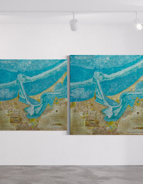 NANTUCKET HARBOR NAUTICAL CHART | framed giclee on canvas print