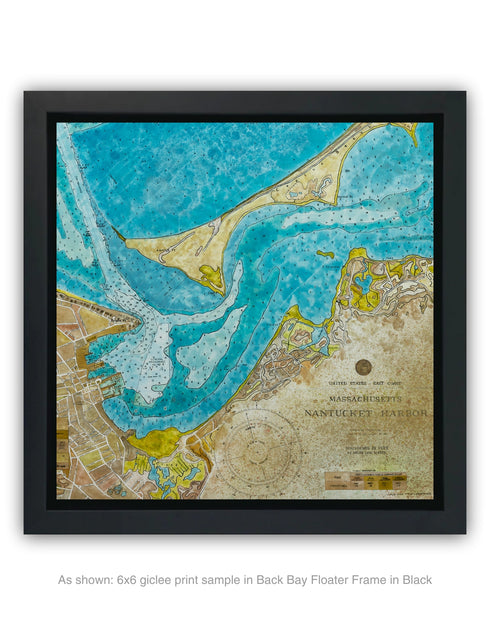 NANTUCKET HARBOR NAUTICAL CHART | framed giclee on canvas print