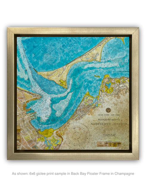 NANTUCKET HARBOR NAUTICAL CHART | framed giclee on canvas print