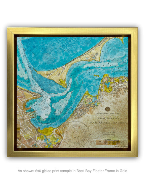 NANTUCKET HARBOR NAUTICAL CHART | framed giclee on canvas print