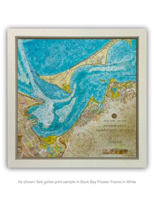 NANTUCKET HARBOR NAUTICAL CHART | framed giclee on canvas print