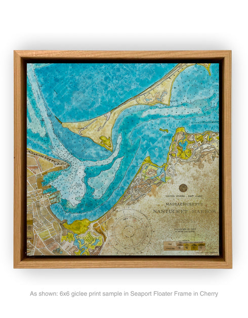 NANTUCKET HARBOR NAUTICAL CHART | framed giclee on canvas print
