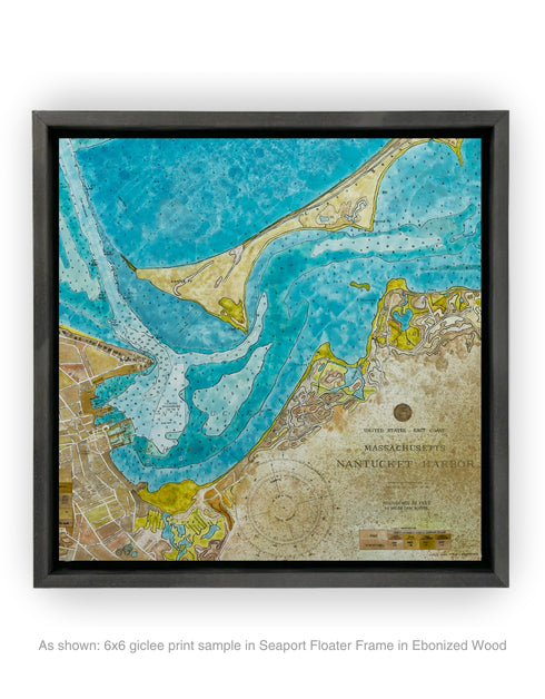 NANTUCKET HARBOR NAUTICAL CHART | framed giclee on canvas print
