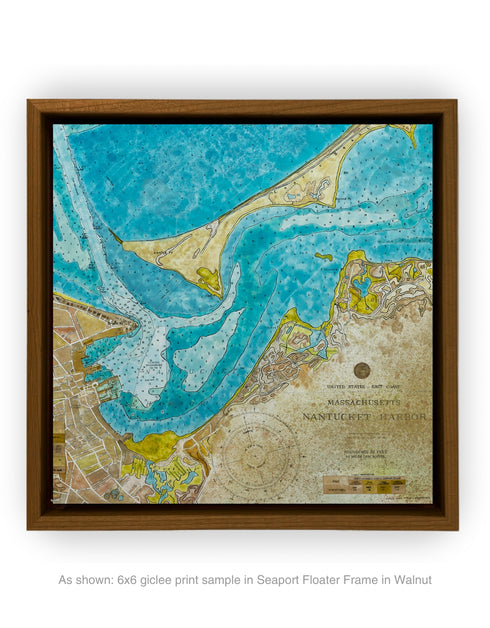 NANTUCKET HARBOR NAUTICAL CHART | framed giclee on canvas print