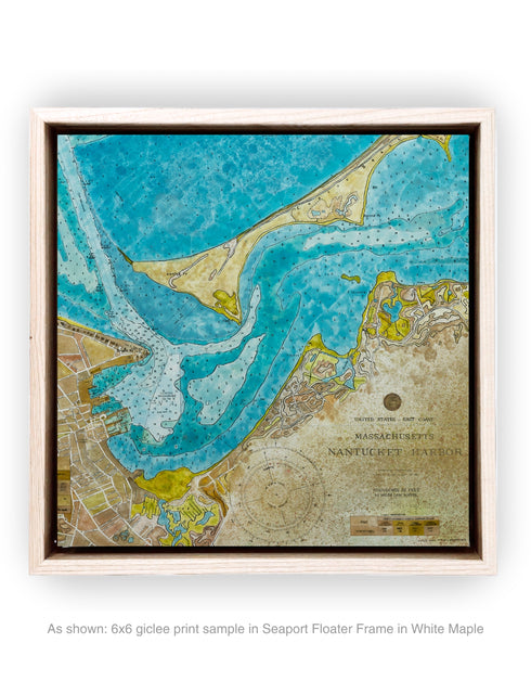 NANTUCKET HARBOR NAUTICAL CHART | framed giclee on canvas print