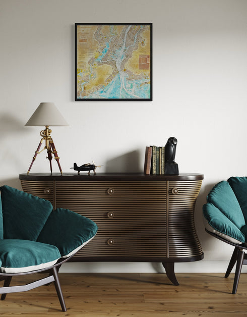 NEW YORK HARBOR NAUTICAL CHART | framed giclee on canvas print