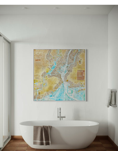 NEW YORK HARBOR NAUTICAL CHART | framed giclee on canvas print