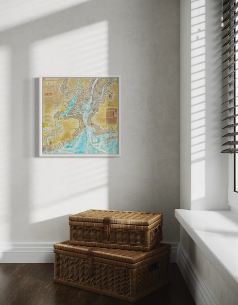 NEW YORK HARBOR NAUTICAL CHART | framed giclee on canvas print