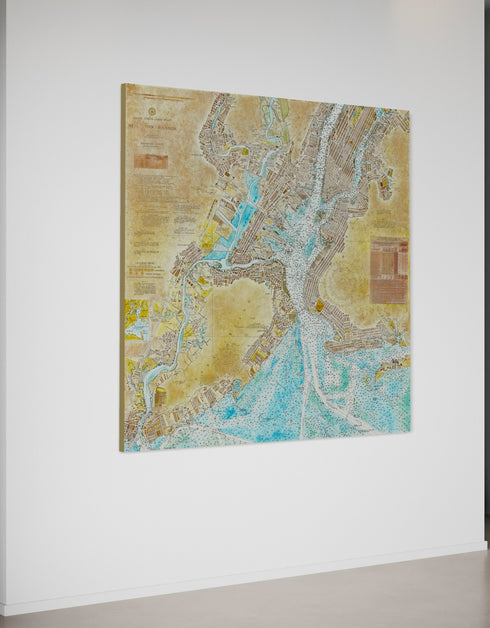 NEW YORK HARBOR NAUTICAL CHART | framed giclee on canvas print