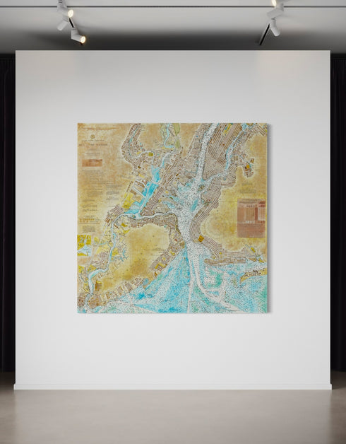 NEW YORK HARBOR NAUTICAL CHART | framed giclee on canvas print