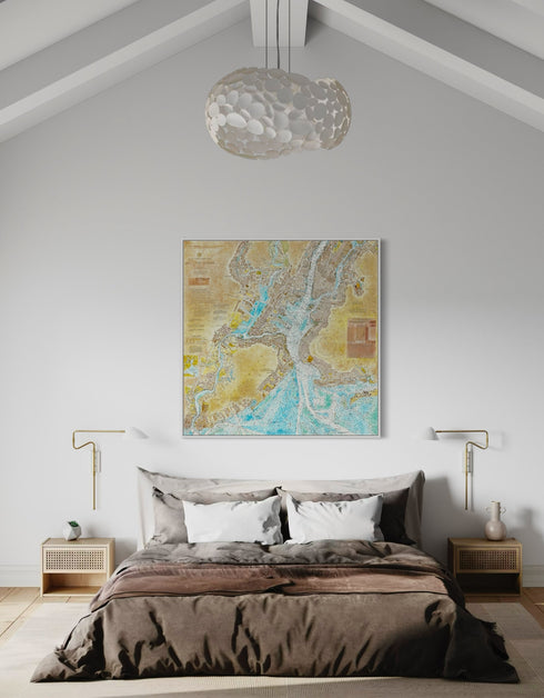 NEW YORK HARBOR NAUTICAL CHART | framed giclee on canvas print