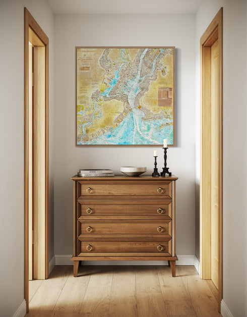 NEW YORK HARBOR NAUTICAL CHART | framed giclee on canvas print