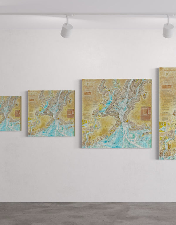 NEW YORK HARBOR NAUTICAL CHART | framed giclee on canvas print