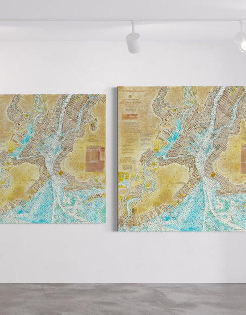 NEW YORK HARBOR NAUTICAL CHART | framed giclee on canvas print
