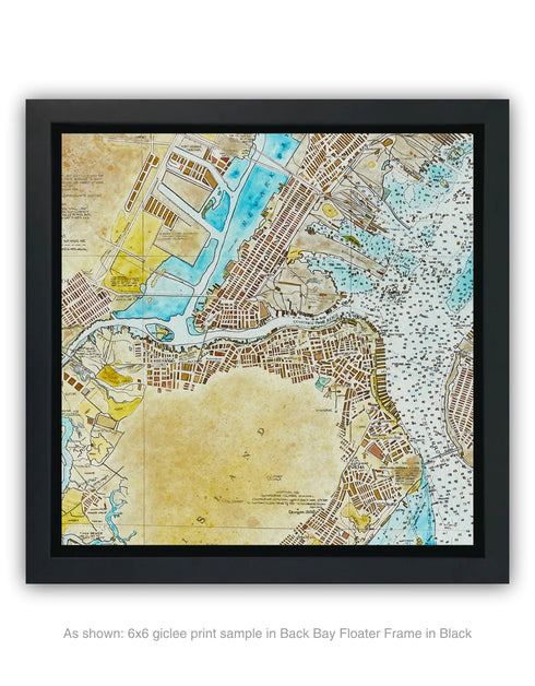 NEW YORK HARBOR NAUTICAL CHART | framed giclee on canvas print