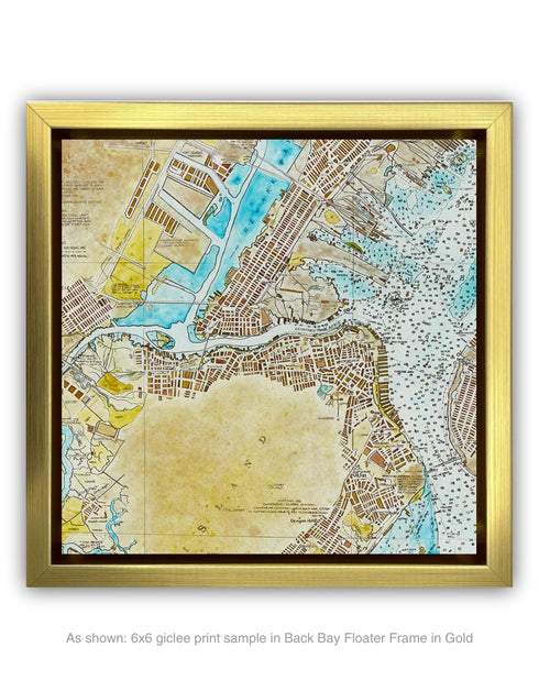 NEW YORK HARBOR NAUTICAL CHART | framed giclee on canvas print