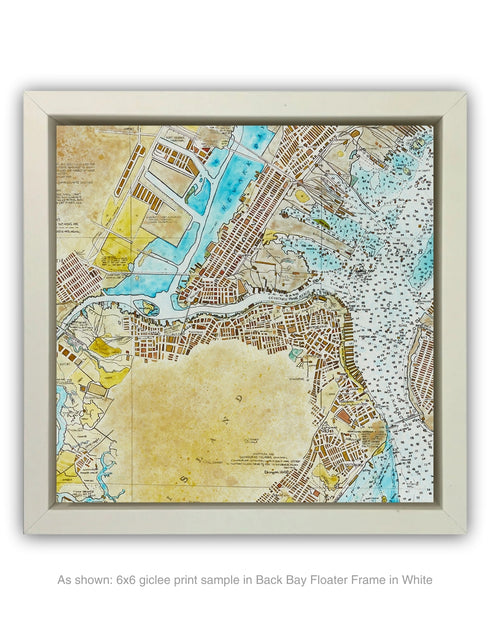 NEW YORK HARBOR NAUTICAL CHART | framed giclee on canvas print