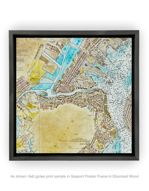 NEW YORK HARBOR NAUTICAL CHART | framed giclee on canvas print