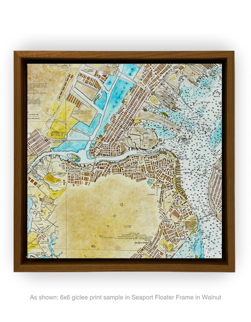 NEW YORK HARBOR NAUTICAL CHART | framed giclee on canvas print