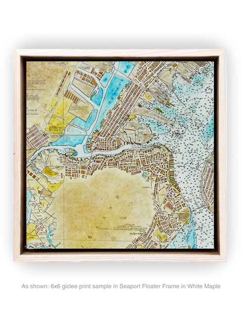 NEW YORK HARBOR NAUTICAL CHART | framed giclee on canvas print