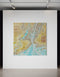72"x72" nautical chart painting blending adventure and nostalgia with intricate lines and historical charm.