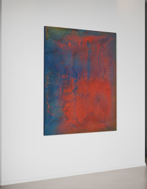 Vibrant painting with bold crimson, earthy warmth, and cobalt highlights, celebrating artistic expression and symphonic beauty.