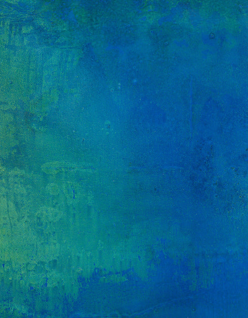 Photosynthesis is a Limited Edition Print by Seth B. Minkin, with bright cobalt blues, vibrant greens, and shimmering yellow undertones, capturing the artwork's depth.