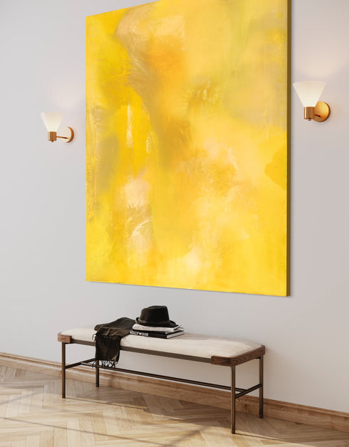 72"x60" vibrant painting with intense yellows, cobalt, and aquamarine, celebrating the joy and power of color.