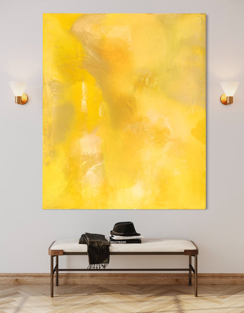 72"x60" vibrant painting with intense yellows, cobalt, and aquamarine, celebrating the joy and power of color.