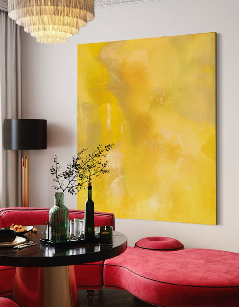 72"x60" vibrant painting with intense yellows, cobalt, and aquamarine, celebrating the joy and power of color.