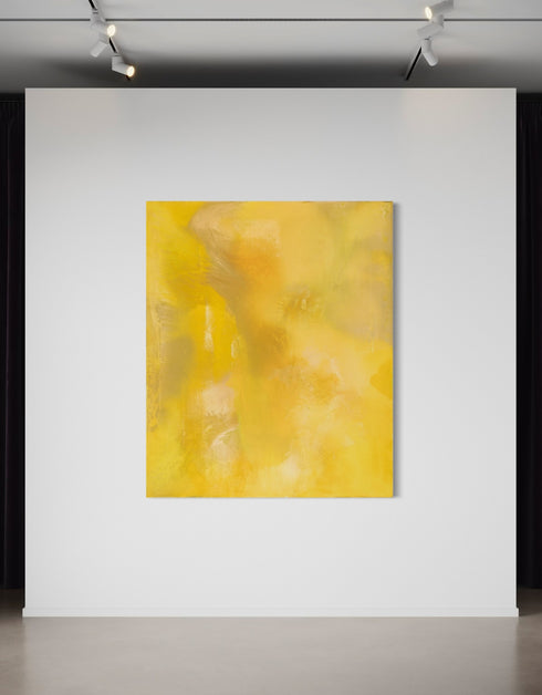 72"x60" vibrant painting with intense yellows, cobalt, and aquamarine, celebrating the joy and power of color.