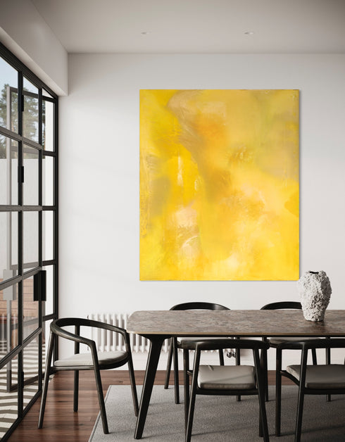 72"x60" vibrant painting with intense yellows, cobalt, and aquamarine, celebrating the joy and power of color.