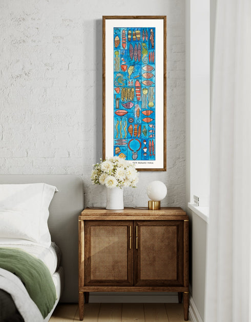 Tackle Box is a Limited Edition Print by Seth B. Minkin, with whimsical design and vibrant blues and greens, reflecting a playful nautical theme.